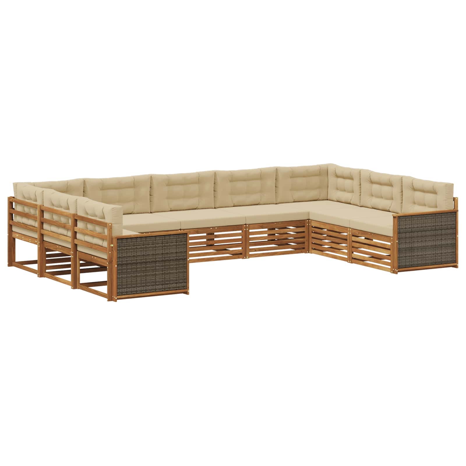 Buiten bankenset 9 pcs Natuurlijk en Beige Massief Acaciahout image 1