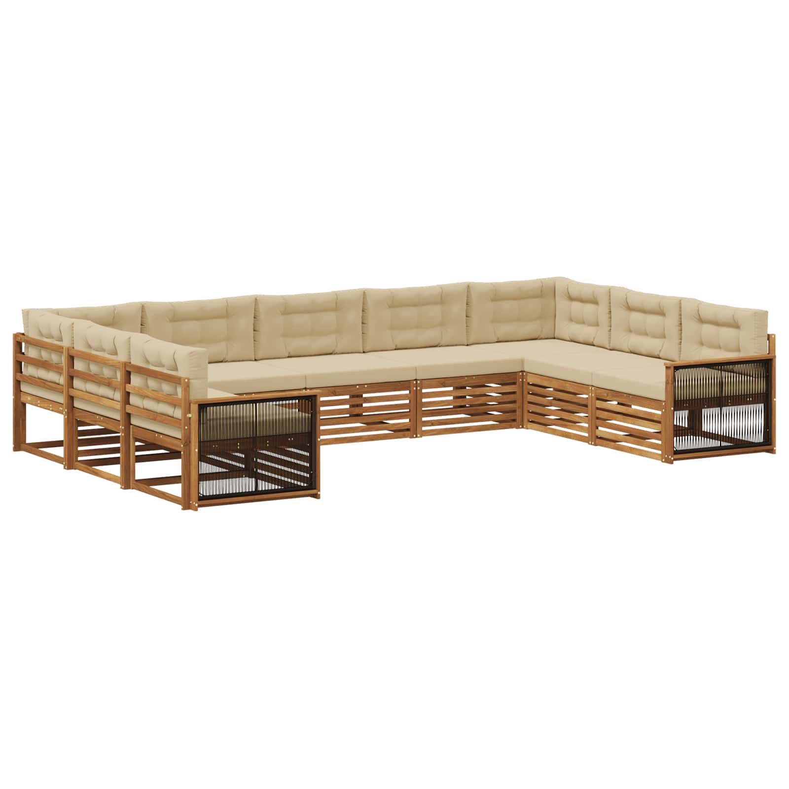 Buiten bankenset 9 pcs Natuurlijk en Beige Massief Acaciahout image 1
