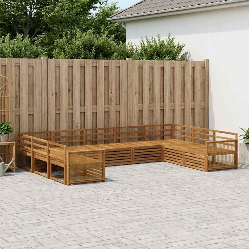 Buiten bankenset 9 pcs Naturel Massief Acaciahout image 1