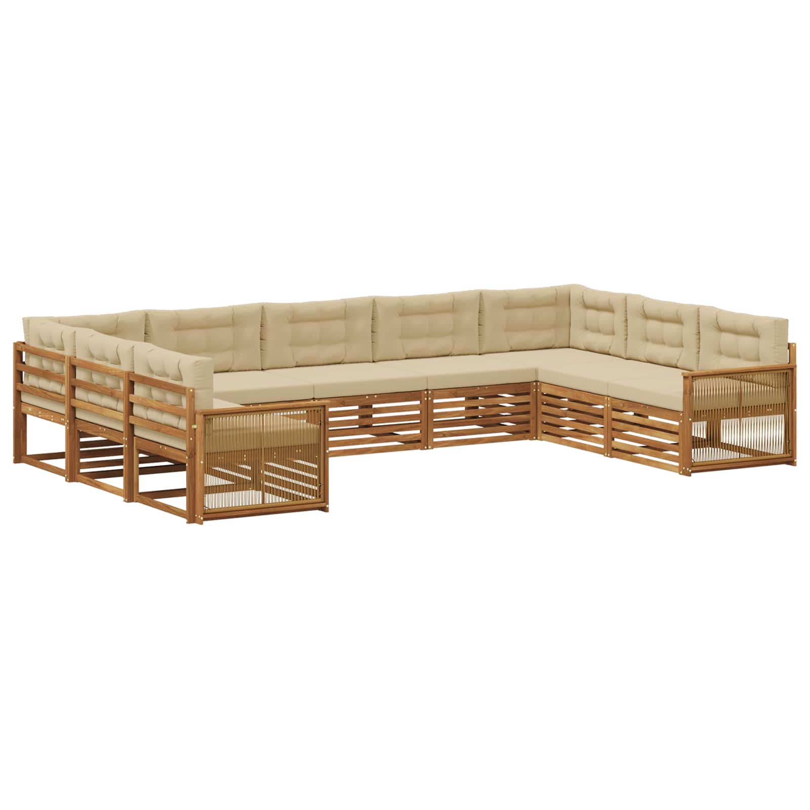 Buiten bankenset 9 pcs Natuurlijk en Beige Massief Acaciahout image 2