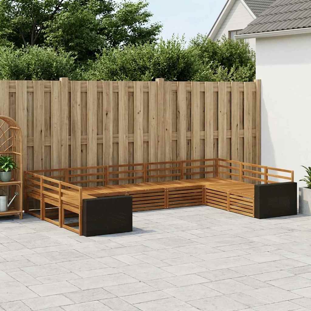 Buiten bankenset 9 pcs Naturel Massief Acaciahout image 1