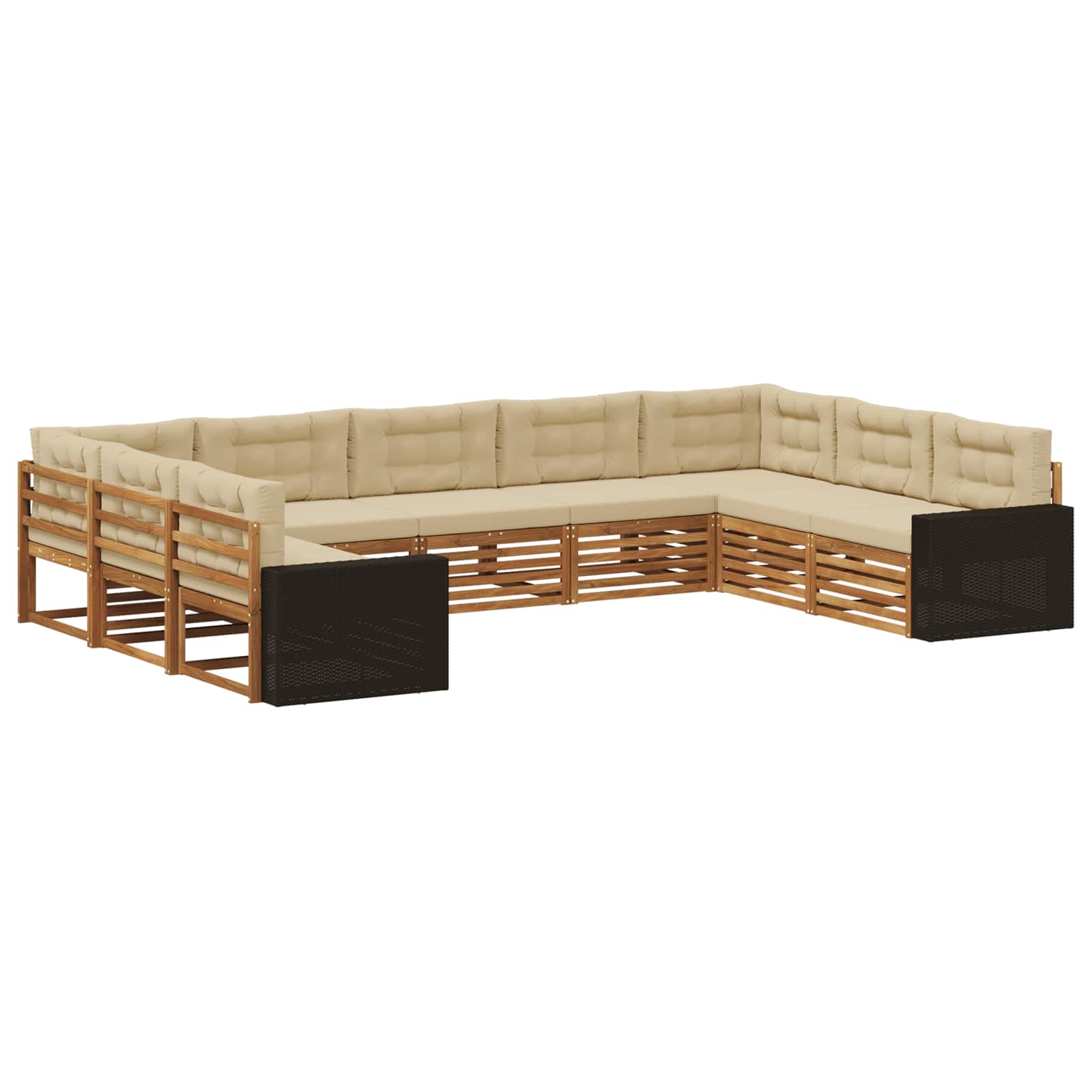 Buiten bankenset 9 pcs Natuurlijk en Beige Massief Acaciahout image 1