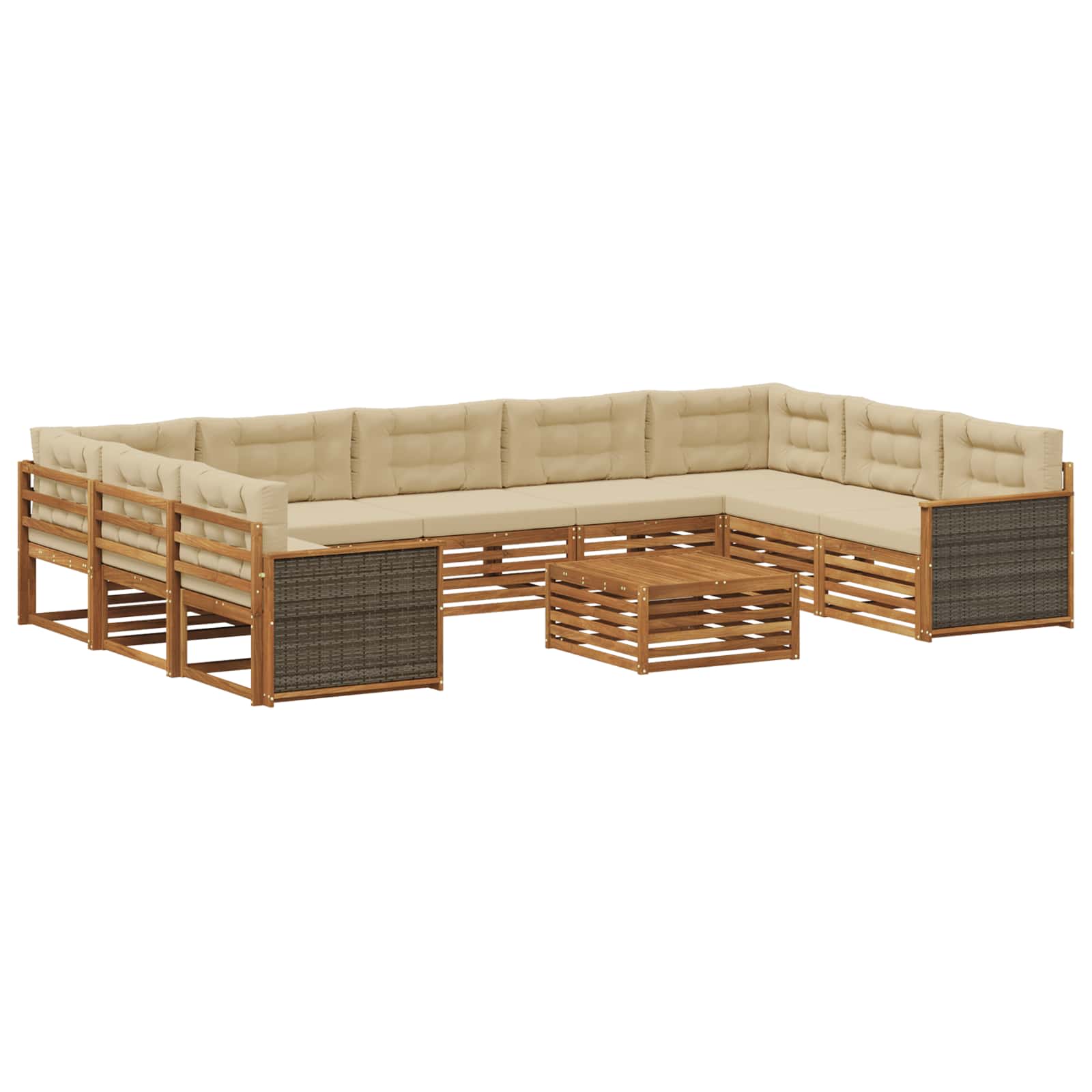 Buiten bankenset 10 pcs Natuurlijk en Beige Massief Acaciahout image 1