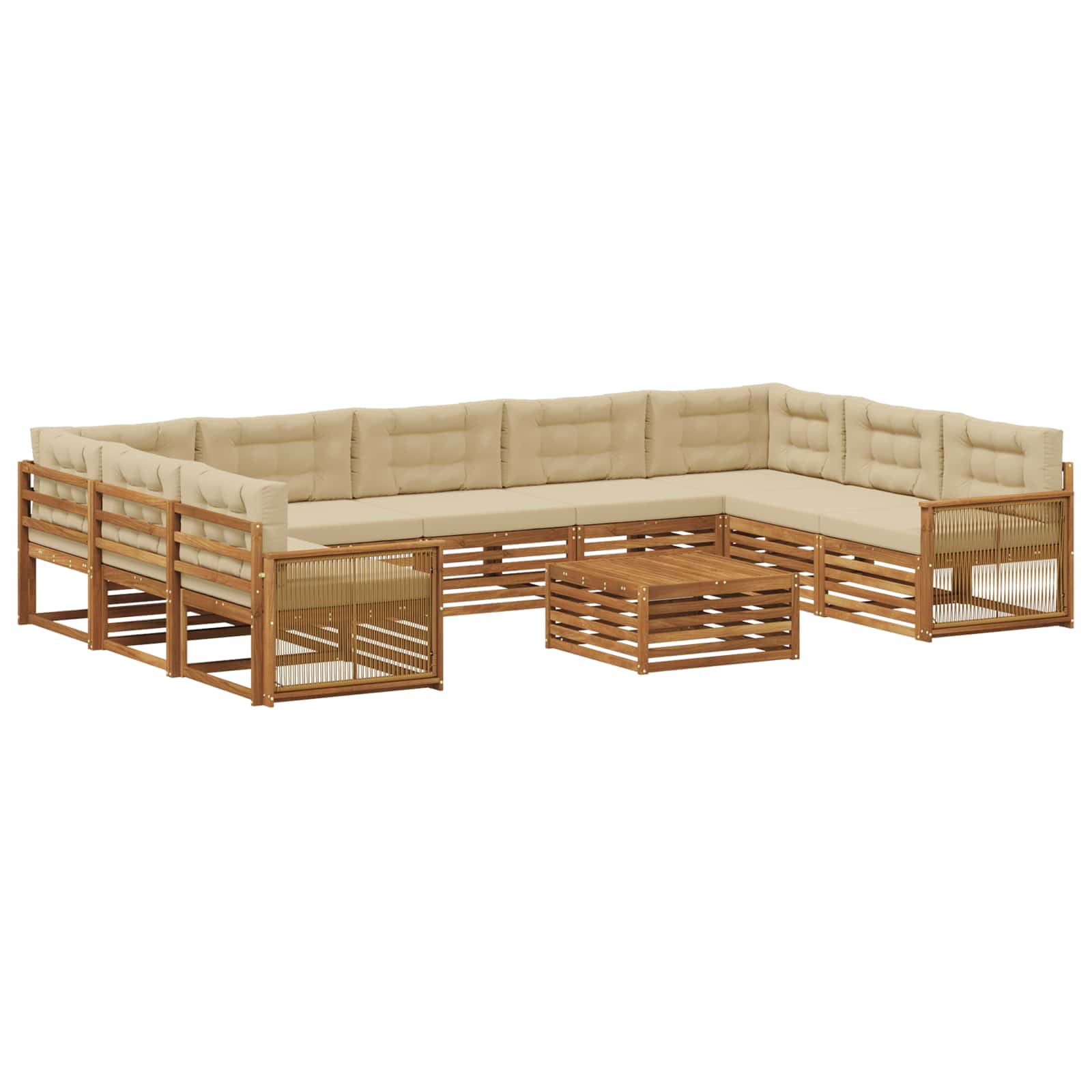 Buiten bankenset 10 pcs Natuurlijk en Beige Massief Acaciahout image 1