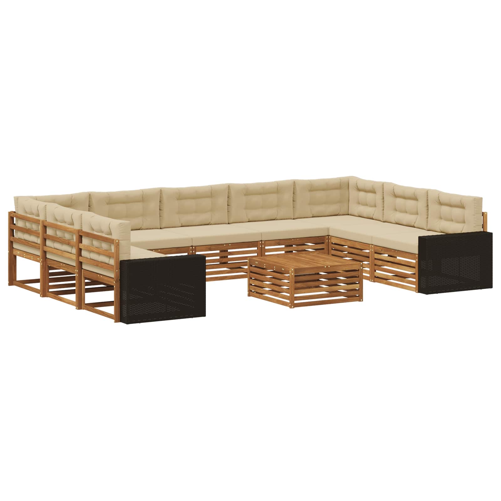 Buiten bankenset 10 pcs Natuurlijk en Beige Massief Acaciahout image 1