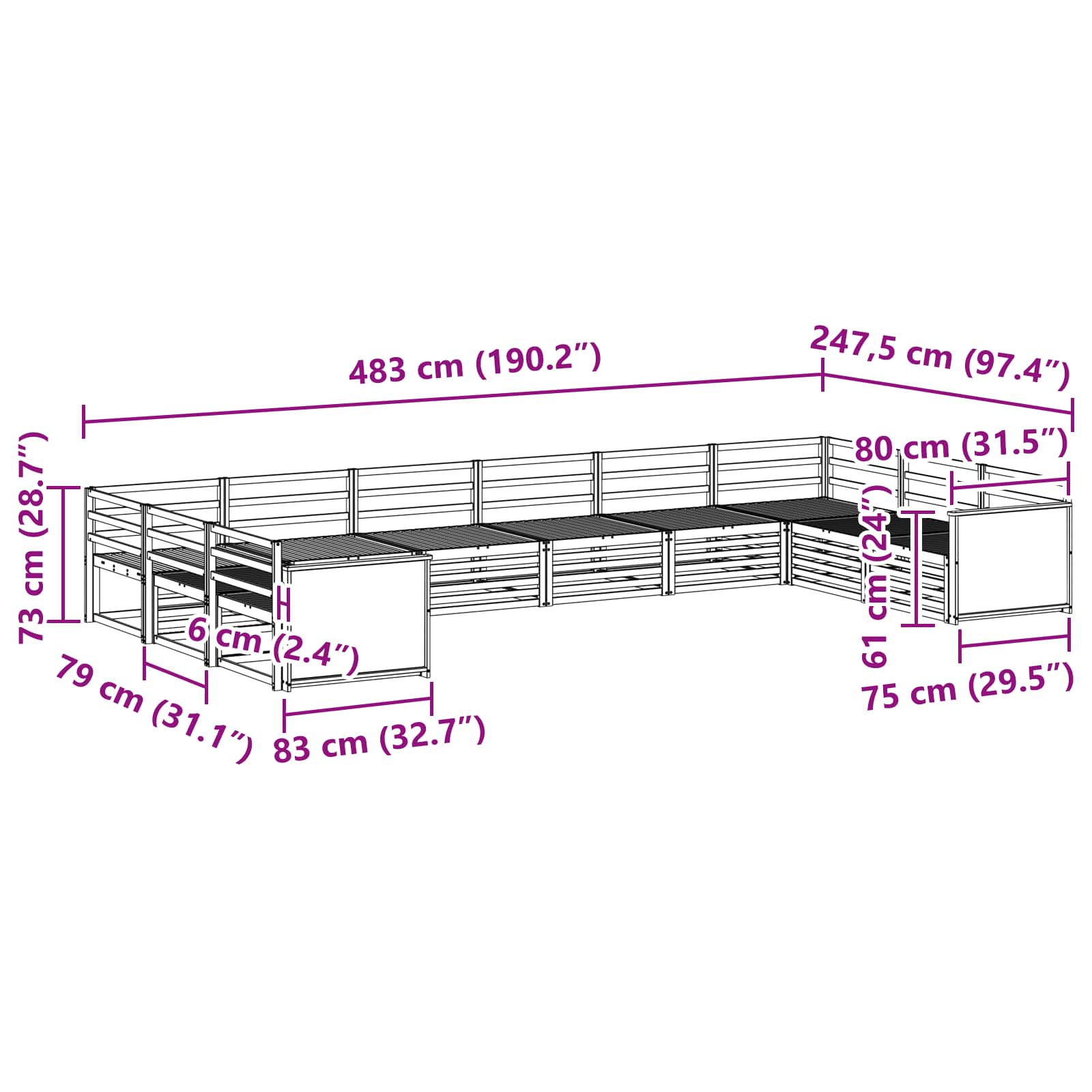 Sofa-Sets 10 pcs Massief Acaciahout image 6