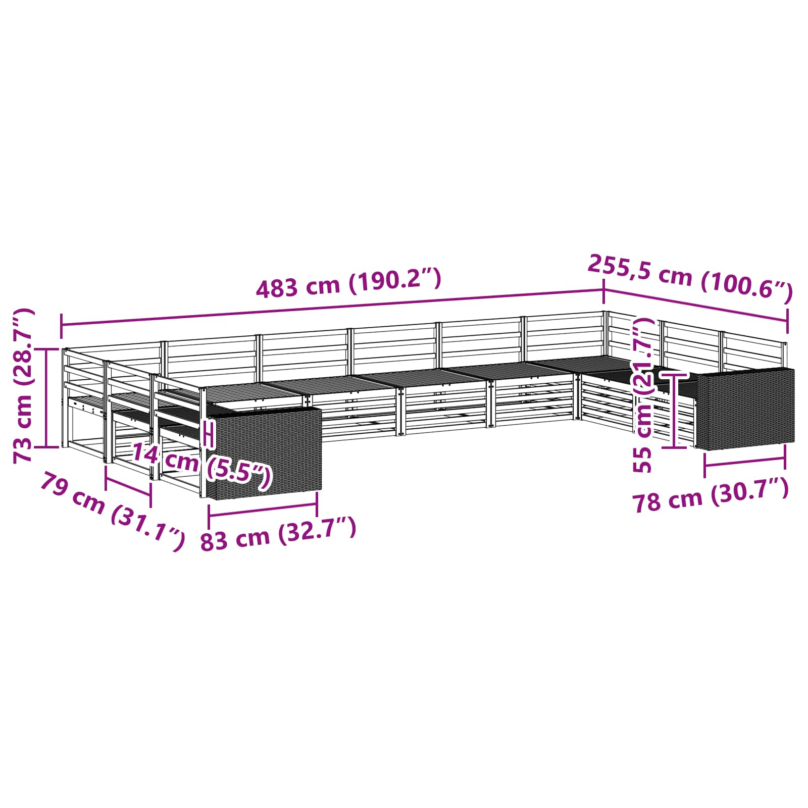 Sofa-Sets 10 pcs Massief Acaciahout image 6