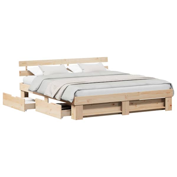 vidaXL Voodi raam sahtliga peaga Pruun 200 x 200 cm Tahke m&auml;nd