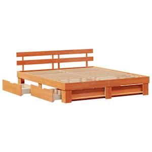 Rám postele Voskově hnědá 200 x 200 cm Masivní borové dřevo - obrázek 6