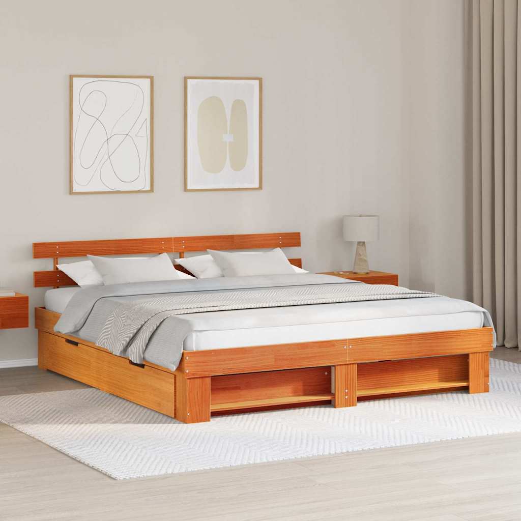 Voodi raam sahtliga peaga ladustamisega Vahapruun 180 x 200 cm Tahke Puit