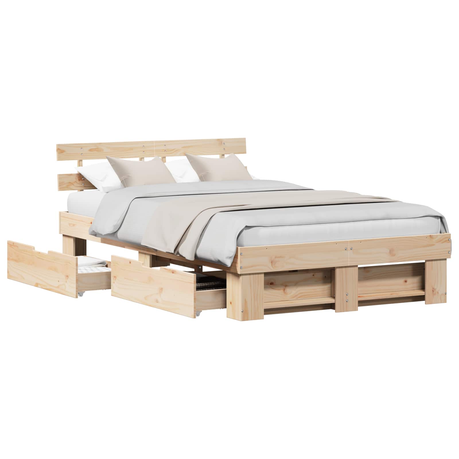 Bedframe met lade met hoofdeinde met opslag Bruin 120 x 200 cm Grenenhout | luizaXL | Dé meubelwinkel voor elk interieur Bedframe met lade met hoofdeinde met opslag Bruin 120 x 200 cm Grenenhout - Afbeelding 2