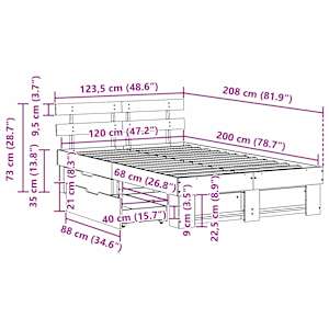 Rám postele Voskově hnědá 120 x 200 cm Masivní borové dřevo - obrázek 14