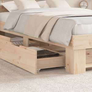 Rám postele s čelo Hnědá 120 x 190 cm Masivní borové dřevo - obrázek 4