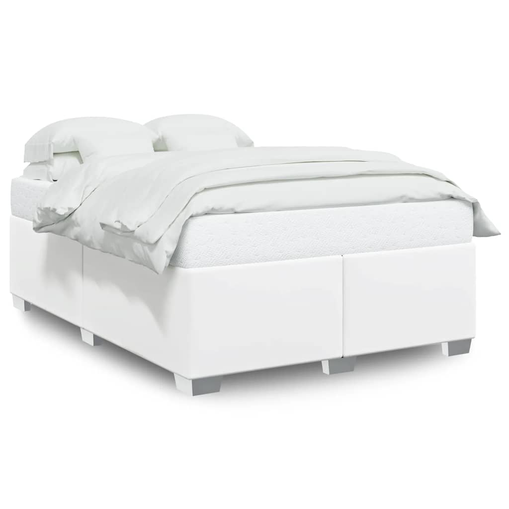 vidaXL Bedframe zonder matras 137x190 cm kunstleer wit, foto 3