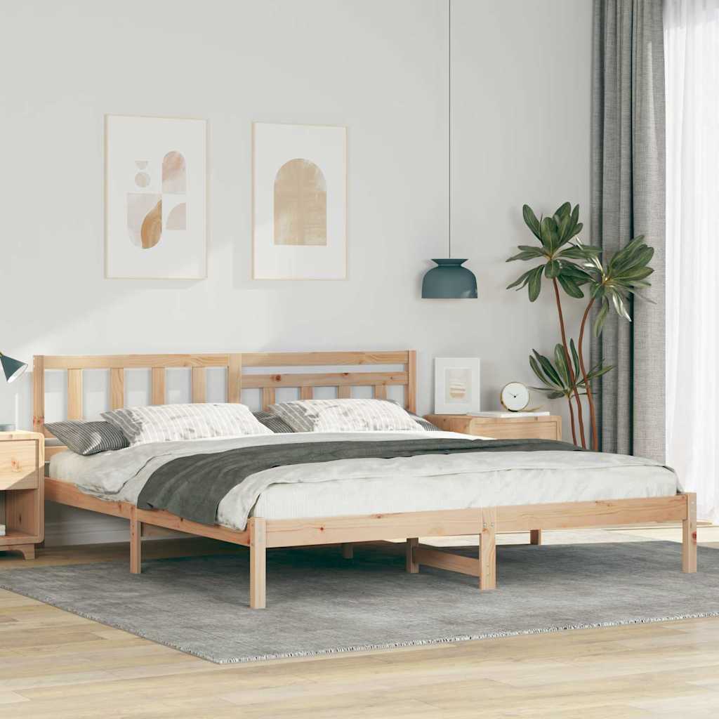Voodi raam peaga Pruun 200 x 200 cm Tihe mänd