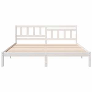 Rám postele s čelo Bílá 200 x 200 cm Masivní borové dřevo - obrázek 4
