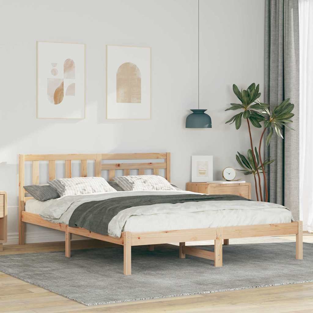 Bedframe met hoofdeinde Bruin 160 x 200 cm Massief grenenhout