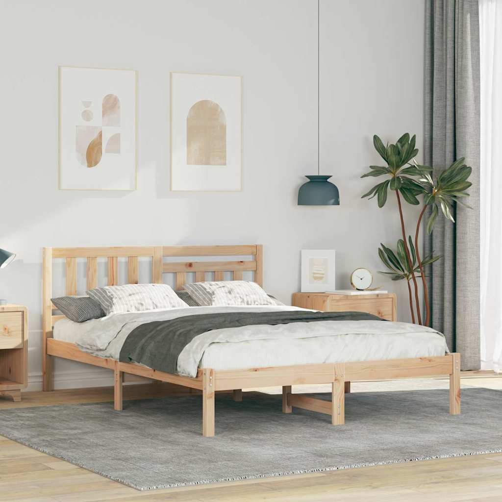 Bedframe met hoofdeinde Bruin 120 x 200 cm Massief grenenhout
