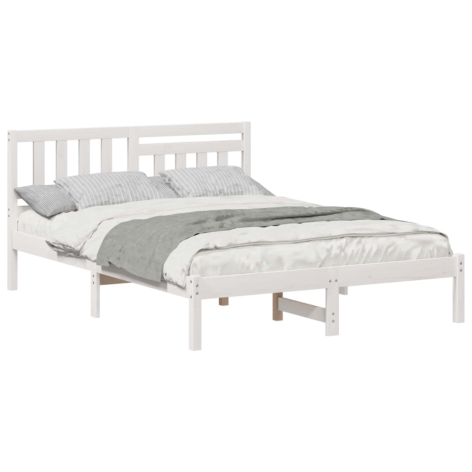 vidaXL Bedframe met hoofdeinde Wit 120 x 200 cm Massief grenenhout, foto 3