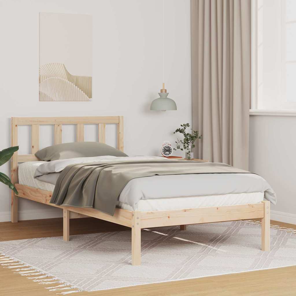Voodi raam peaga Pruun 90 x 200 cm Tihe mänd