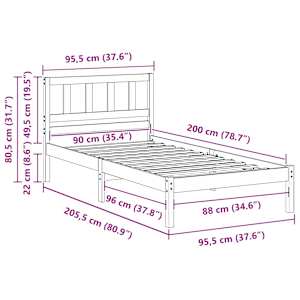 Rám postele Voskově hnědá 90 x 200 cm Masivní borové dřevo - obrázek 9
