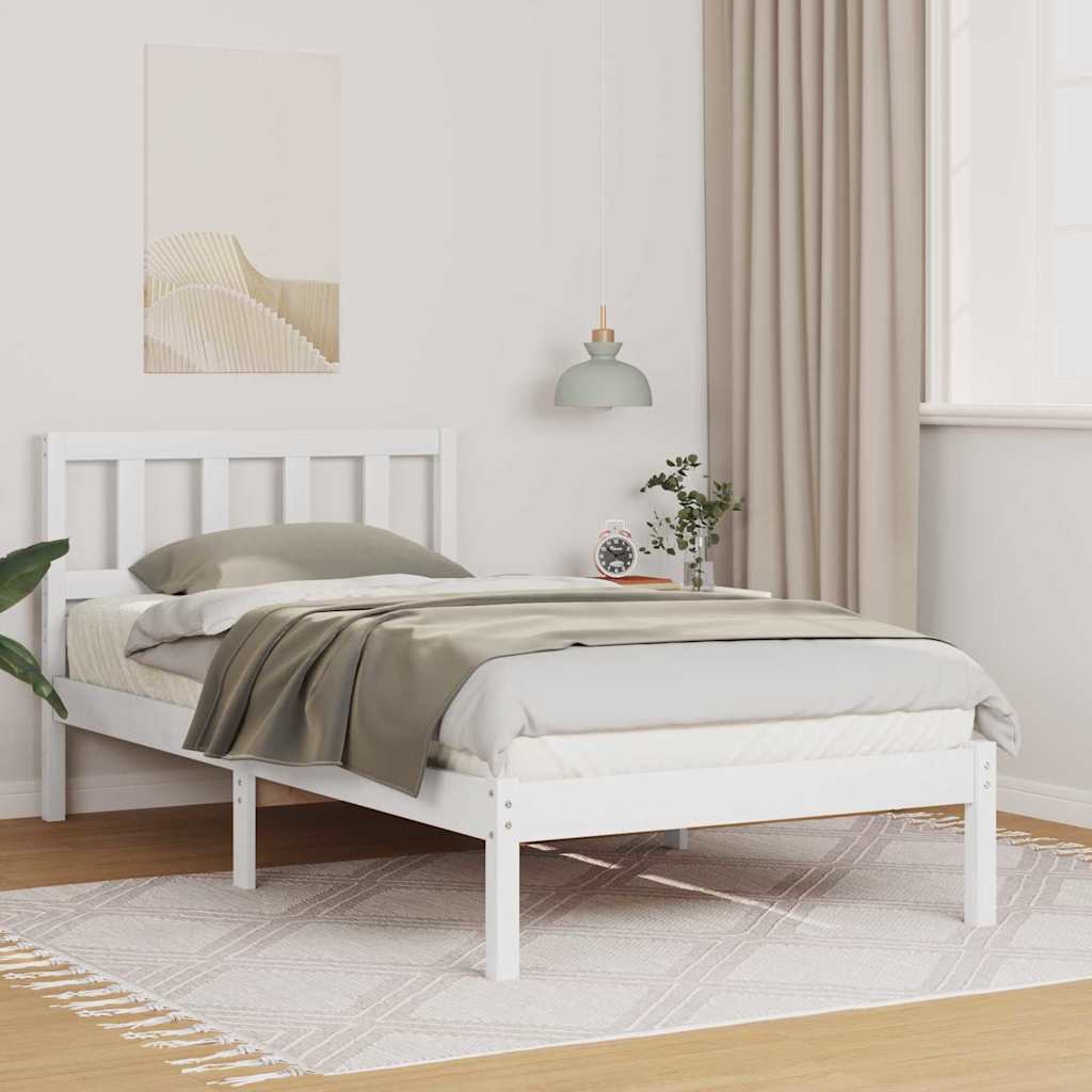 Voodi raam peaga Valge 90 x 190 cm Tihe mänd
