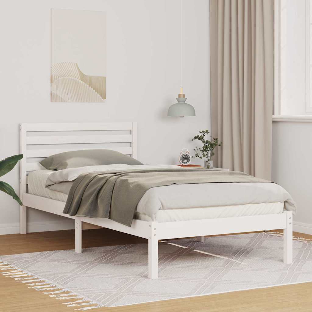 Bedframe met hoofdeinde Wit 80 x 200 cm Massief grenenhout