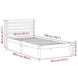 Rám postele Voskově hnědá 90 x 200 cm Masivní borové dřevo - obrázek 10