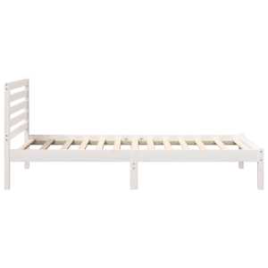 Rám postele s čelo Bílá 90 x 190 cm Masivní borové dřevo - obrázek 6