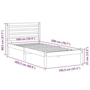 Rám postele s čelo Bílá 75 x 190 cm Masivní borové dřevo - obrázek 10