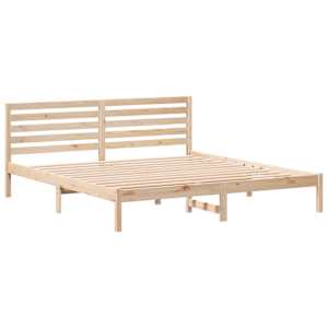 Rám postele s čelo Hnědá 200 x 200 cm Masivní borové dřevo - obrázek 4
