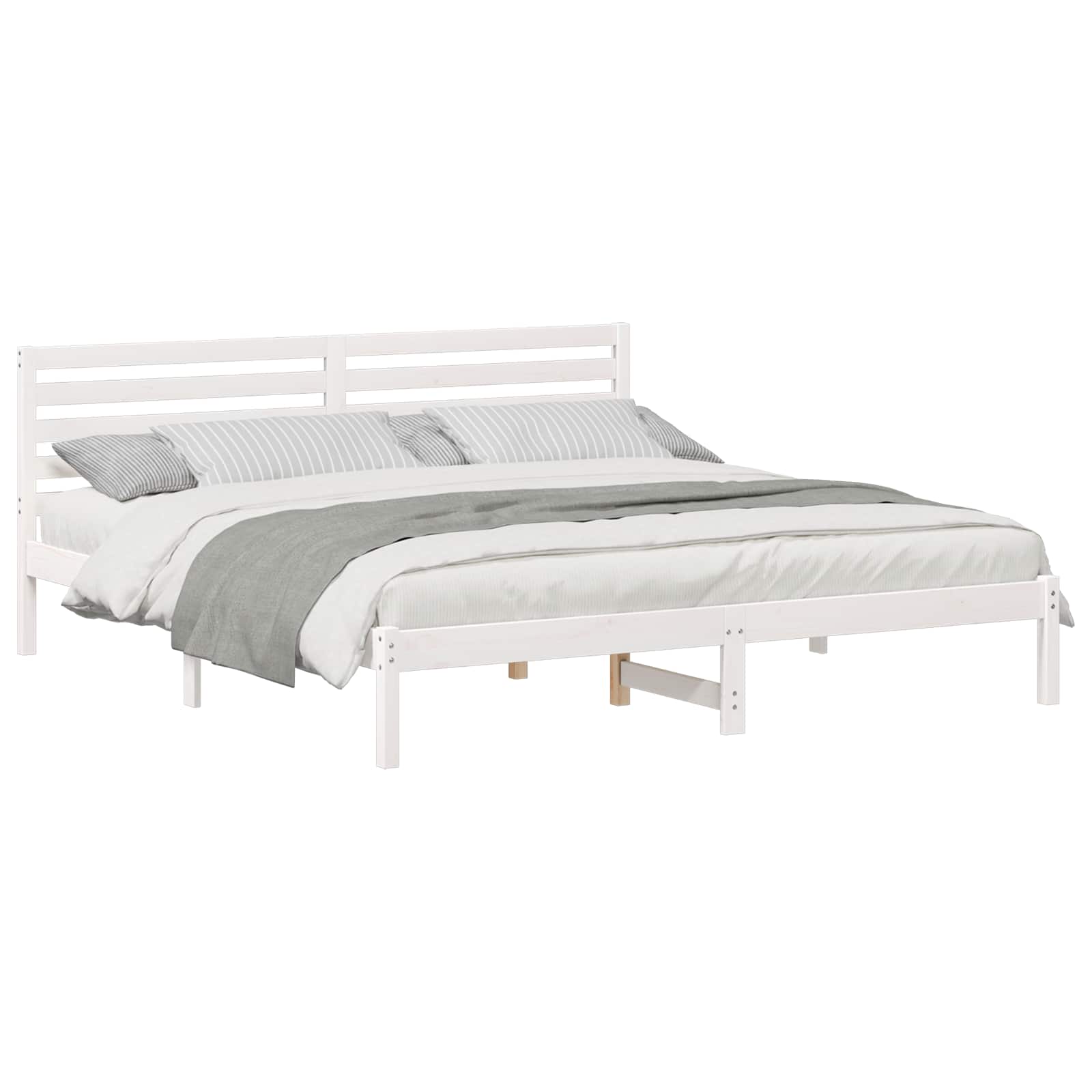 Кровать рама белый 180 x 200 см жесткий сосна дерево