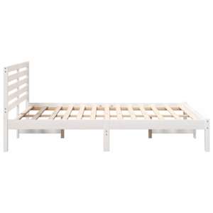 Rám postele s čelo Bílá 140 x 190 cm Masivní borové dřevo - obrázek 6