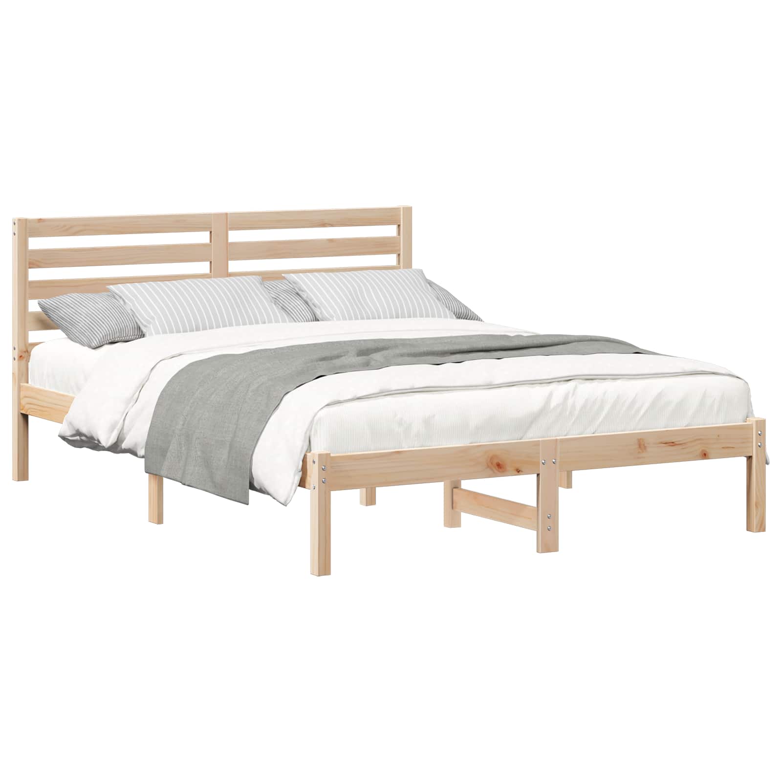 Bed frame brown 135 X 190 cm solid pine wood