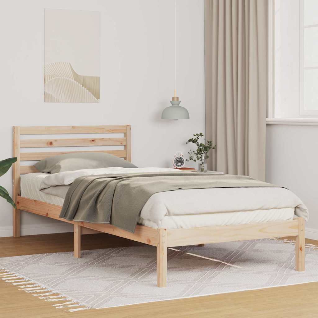 Bedframe met hoofdeinde Bruin 100 x 210 cm Massief grenenhout