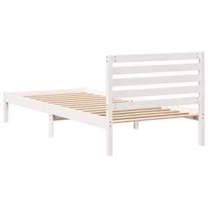 Rám postele s čelo Bílá 100 x 210 cm Masivní borové dřevo - obrázek 7