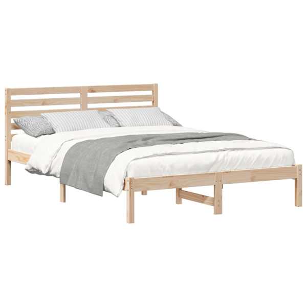 vidaXL Voodi raam peaga Pruun 140 x 210 cm Tahke m&auml;nd