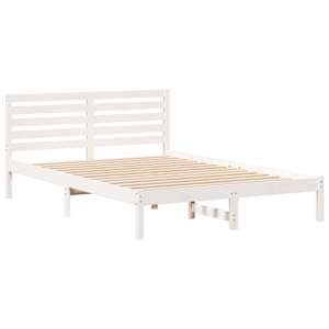 Rám postele s čelo Bílá 140 x 210 cm Masivní borové dřevo - obrázek 4