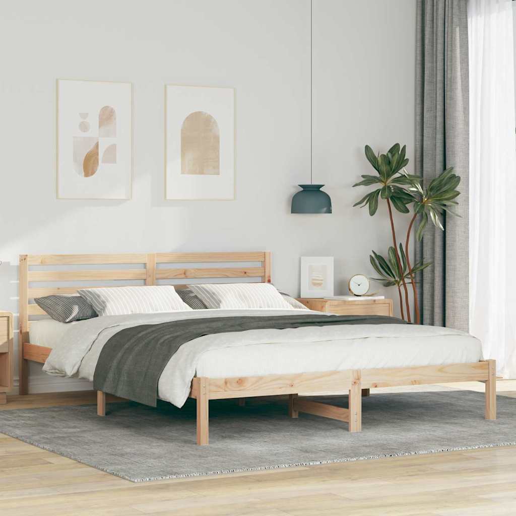Bedframe met hoofdeinde Bruin 160 x 210 cm Massief grenenhout