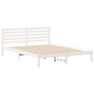 Rám postele s čelo Bílá 160 x 210 cm Masivní borové dřevo - obrázek 4