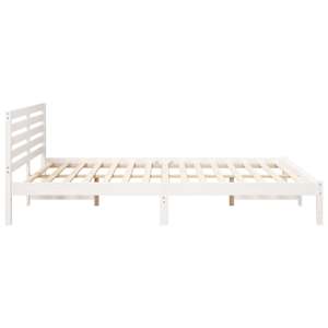 Rám postele s čelo Bílá 160 x 210 cm Masivní borové dřevo - obrázek 6