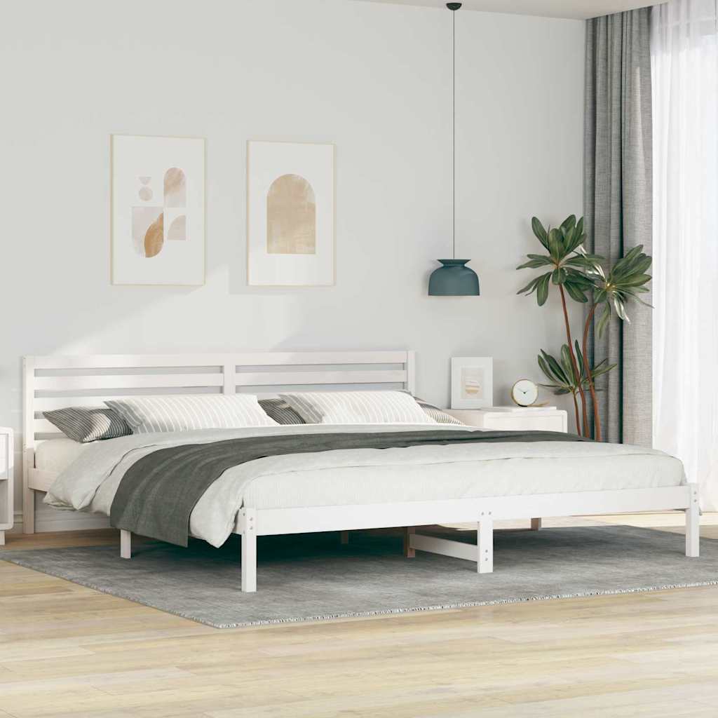 Bedframe met hoofdeinde Wit 180 x 210 cm Massief grenenhout