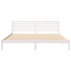 Rám postele s čelo Bílá 180 x 210 cm Masivní borové dřevo - obrázek 5