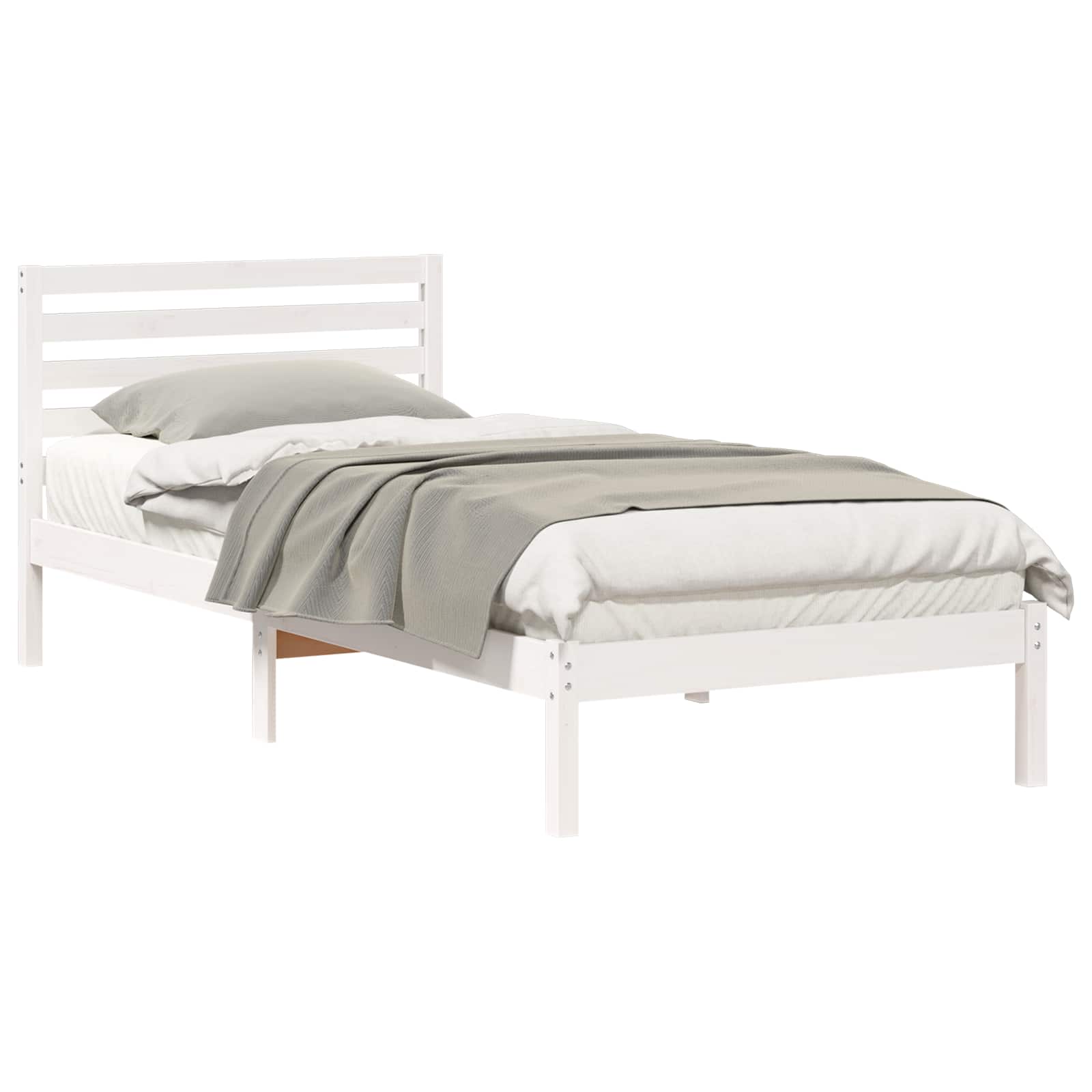 VidaXL Bedframe Met Hoofdeinde Wit 100 X 220 Cm Massief Grenenhout