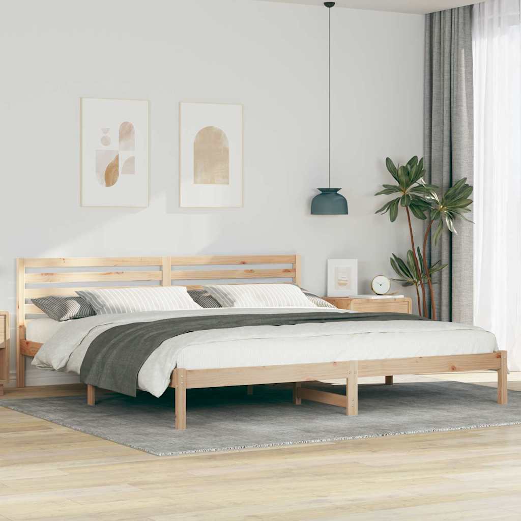 Bedframe met hoofdeinde Bruin 180 x 220 cm Massief grenenhout