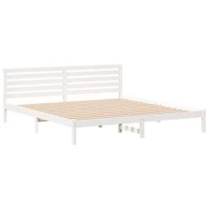 Rám postele s čelo Bílá 180 x 220 cm Masivní borové dřevo - obrázek 4