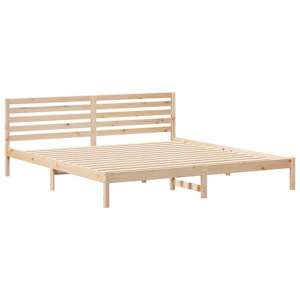 Rám postele s čelo Hnědá 200 x 220 cm Masivní borové dřevo - obrázek 4