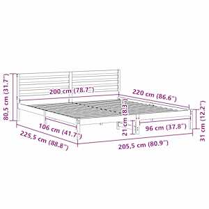 Rám postele s čelo Hnědá 200 x 220 cm Masivní borové dřevo - obrázek 10