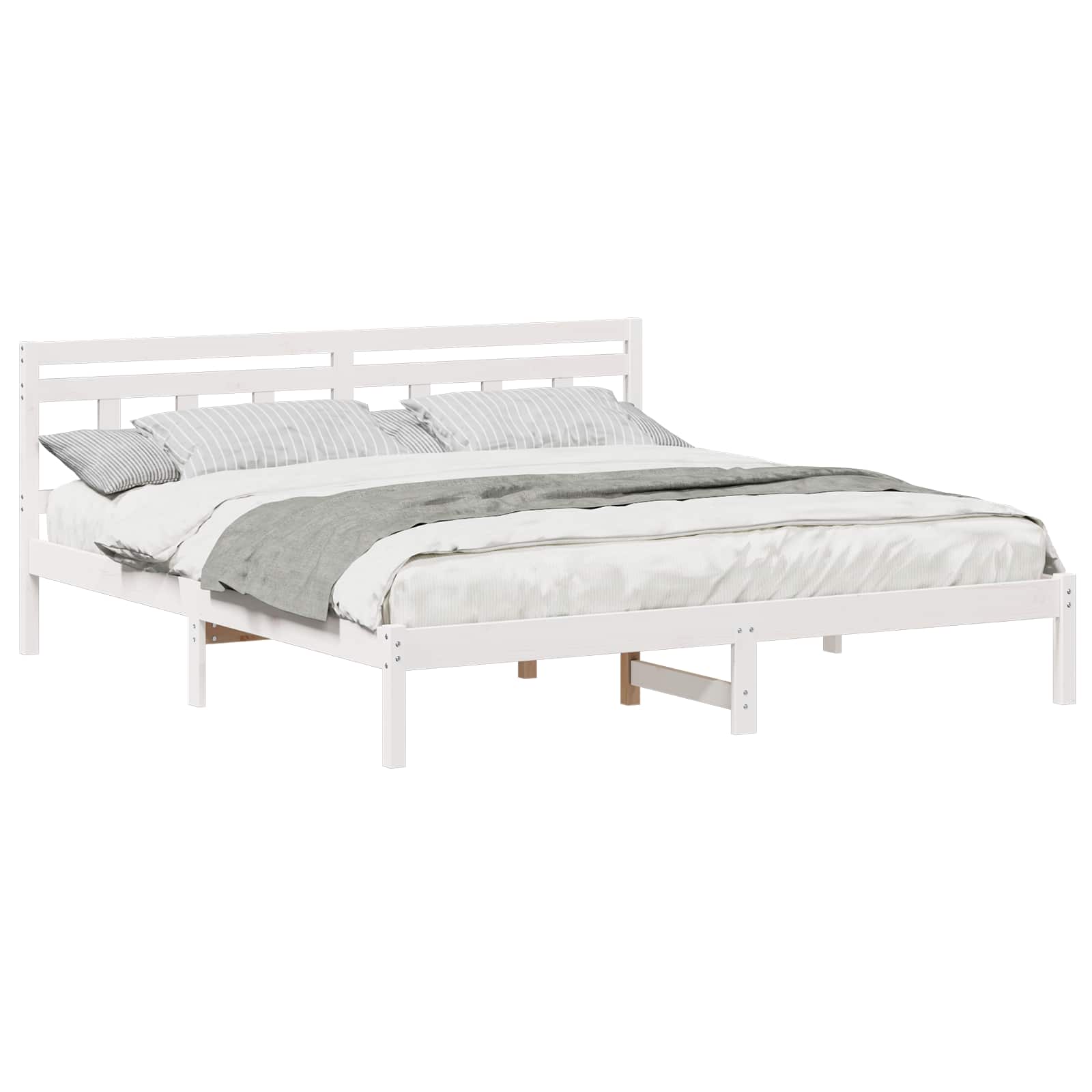 vidaXL Bedframe Wit 200 x 200 cm Massief grenenhout, foto 3
