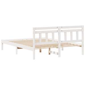 Rám postele Bílá 150 x 200 cm Masivní borové dřevo - obrázek 7